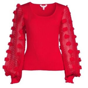 Valentines Day Red Sheer Sleeve Blouse